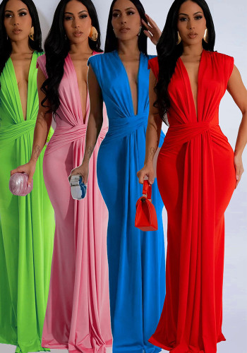 Women Sexy V Neck Sexy Maxi Dress