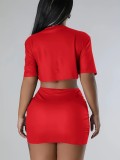 Women Print Short Sleeve T-Shirt Sexy Print Skirt Two-Piece Set