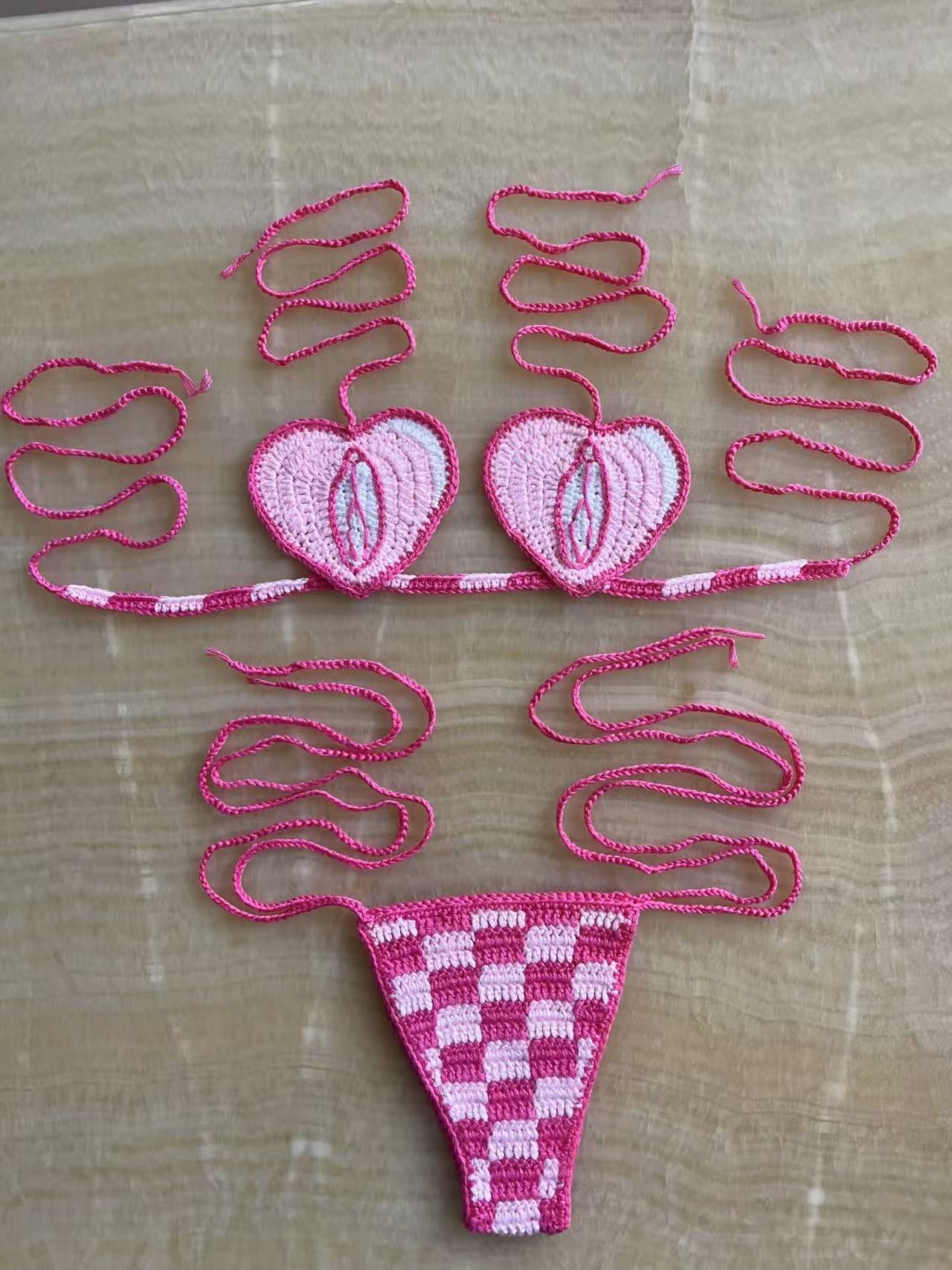 Crochet Two-Piece Bikini Swimsuit for Beachwear
