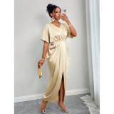 Women Autumn Satin Party Maxi Dress