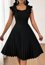 Plus Size Women Summer Elegant Ruffle Edge Pleated Dress