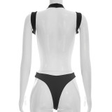 Women Spring Summer Halter Neck Cut Out Backless Bodysuit