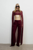 Women Party Sexy See-Through Mesh Sleeveless Shawl Halter Neck Backless Ruffle Long Cover Up