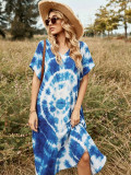 Women Summer Cover Up Boho Beach Holidays Blue Beach Dress