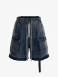 Women Washed Tie Raw Edge Denim Bermuda Shorts
