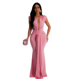 Women Sexy V Neck Sexy Maxi Dress
