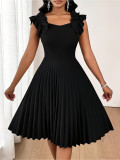 Plus Size Women Summer Elegant Ruffle Edge Pleated Dress