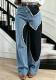 Women Patchwork Heart Print Denim Pant
