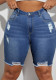 Plus Size Women Casual Knee-Length Denim Shorts
