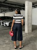 Women Multi Pocket Denim Capri Pants