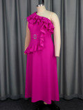 Women Slash Shoulder Beaded Waist Dress