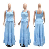 Women Sexy Sleeveless Cami Top & Skirt Two-Piece Set