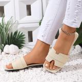 Plus Size Women Summer Square Toe Flat Slippers