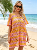 Women Summer Beach Cover Up Hollow Tie Holidays Knit Top