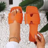 Plus Size Women Summer Square Toe Flat Slippers