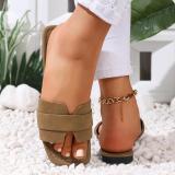 Plus Size Women Summer Square Toe Flat Slippers