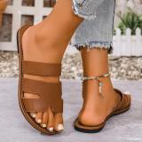 Plus Size Women Summer Round Toe Flat Slippers
