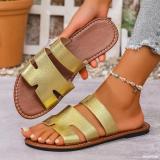 Plus Size Women Summer Round Toe Flat Slippers