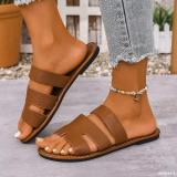 Plus Size Women Summer Round Toe Flat Slippers