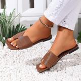 Plus Size Women Summer Square Toe Flat Slippers