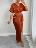 Women Autumn Satin Party Maxi Dress