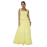 Women Sexy Sleeveless Cami Top & Skirt Two-Piece Set