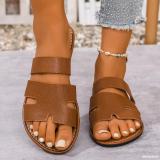 Plus Size Women Summer Round Toe Flat Slippers