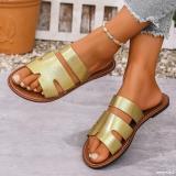 Plus Size Women Summer Round Toe Flat Slippers