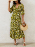 Women Vacation Sexy Lace-Up Split Beach Maxi Dress