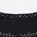Women Metal Beaded Casual Shorts