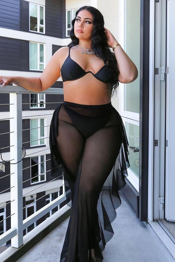 Mesh Bell Bottom Cover-Up Pants for Beachwear