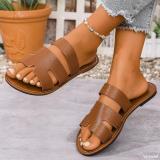 Plus Size Women Summer Round Toe Flat Slippers