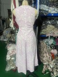 Women Summer Print Square Neck Sleeveless Dress
