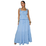 Women Sexy Sleeveless Cami Top & Skirt Two-Piece Set
