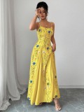 Women Summer Print Sexy Off Shoulder Strap Dress