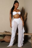 Women Cover Up Pants Mesh Sexy Bell Bottom Beach Long Pants