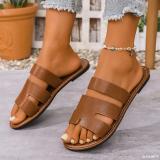 Plus Size Women Summer Round Toe Flat Slippers