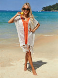Women Striped Tassel Knit Holidays Beach Dress