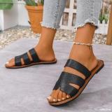 Plus Size Women Summer Round Toe Flat Slippers