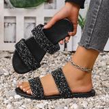Plus Size Women Summer Rhinestone Casual Beach Slides