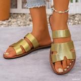 Plus Size Women Summer Round Toe Flat Slippers