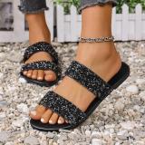 Plus Size Women Summer Rhinestone Casual Beach Slides