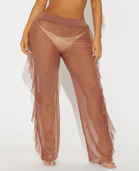 Mesh Bell Bottom Cover-Up Pants for Beachwear