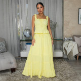 Women Sexy Sleeveless Cami Top & Skirt Two-Piece Set
