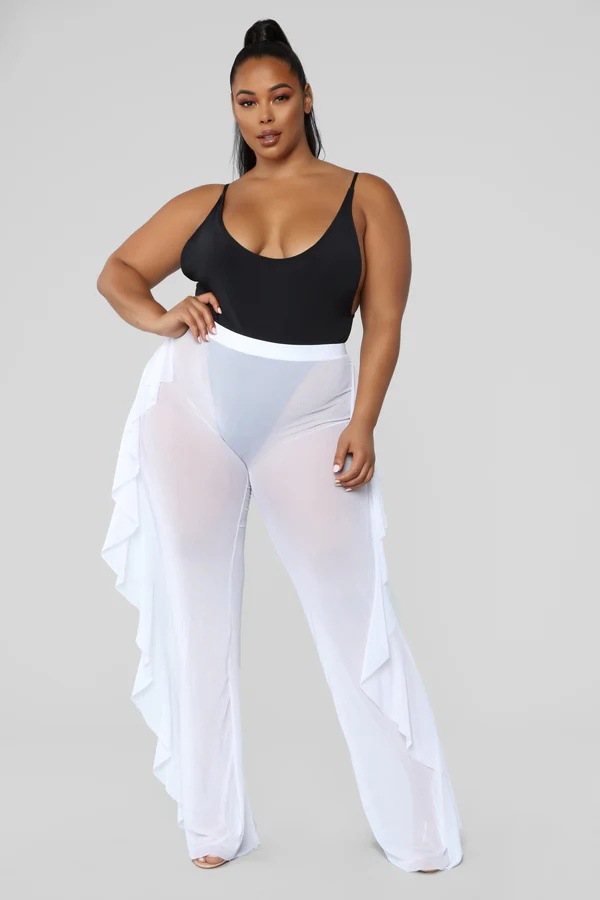 Mesh Bell Bottom Cover-Up Pants for Beachwear