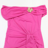 Women Sexy Off Shoulder Slit Summer Short Sleeve Dress