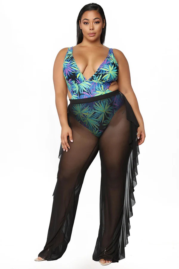 Mesh Bell Bottom Cover-Up Pants for Beachwear