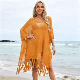 Plus Size Women Summer Tassel Hollow Beach Holidays Dress