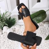 Plus Size Women Summer Square Toe Flat Slippers