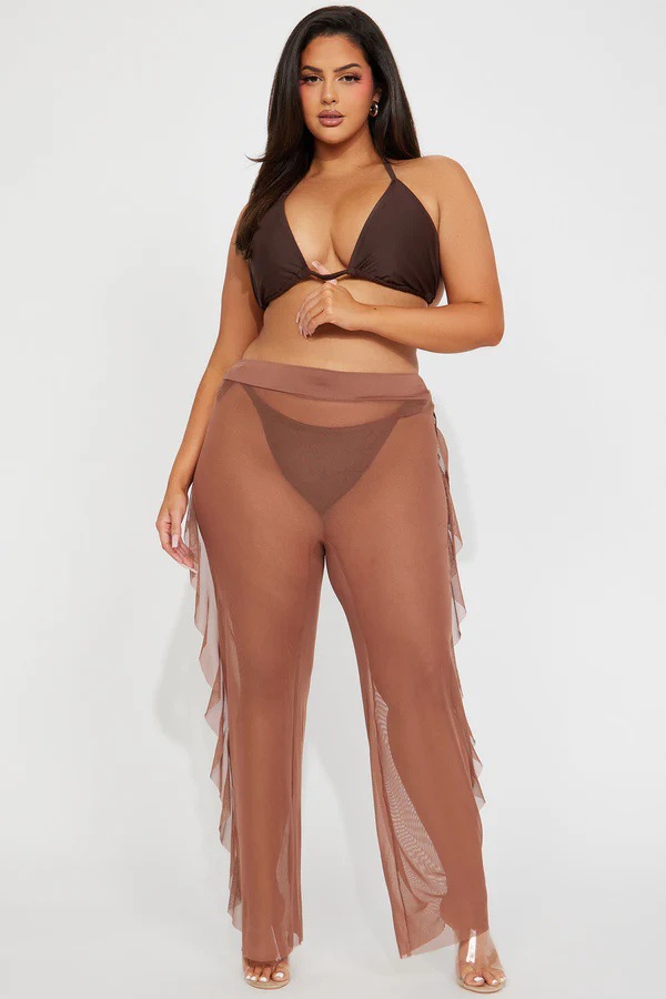 Mesh Bell Bottom Cover-Up Pants for Beachwear